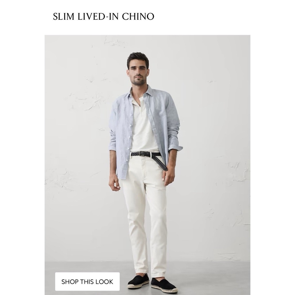 Banana Republic Slim Lived-In Chino Pant Transition Cream 38 X 36